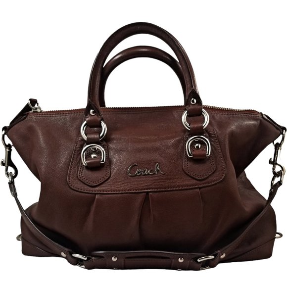 Coach Handbags - COACH Ashley Brown Leather Satchel Shoulder Bag F15445